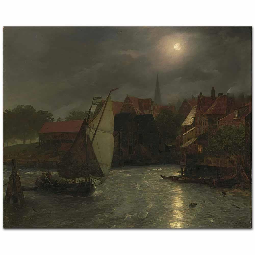 Andreas Achenbach Mehtapta Kanala Giriş Kanvas Tablo
