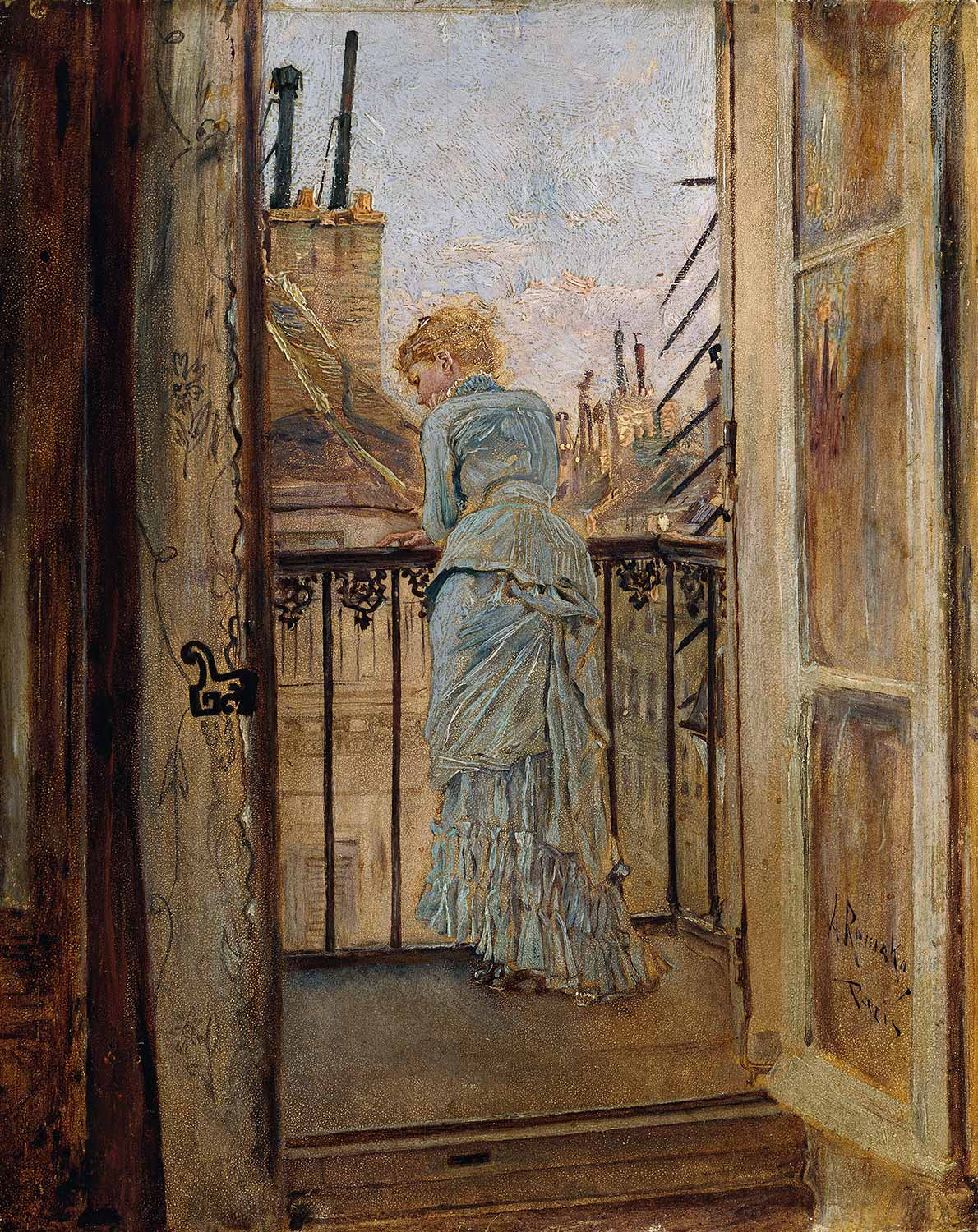 Anton Romako Das Auf dem Balkon Art Print