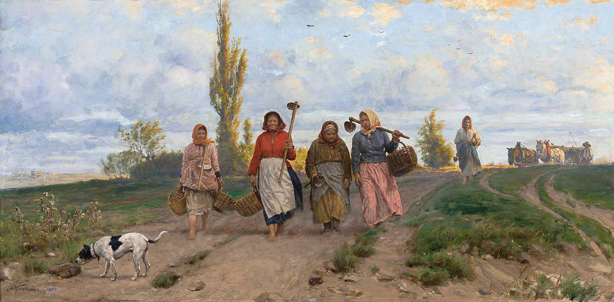 Antoni Kozakiewicz Women Returning From The Fields Art Print