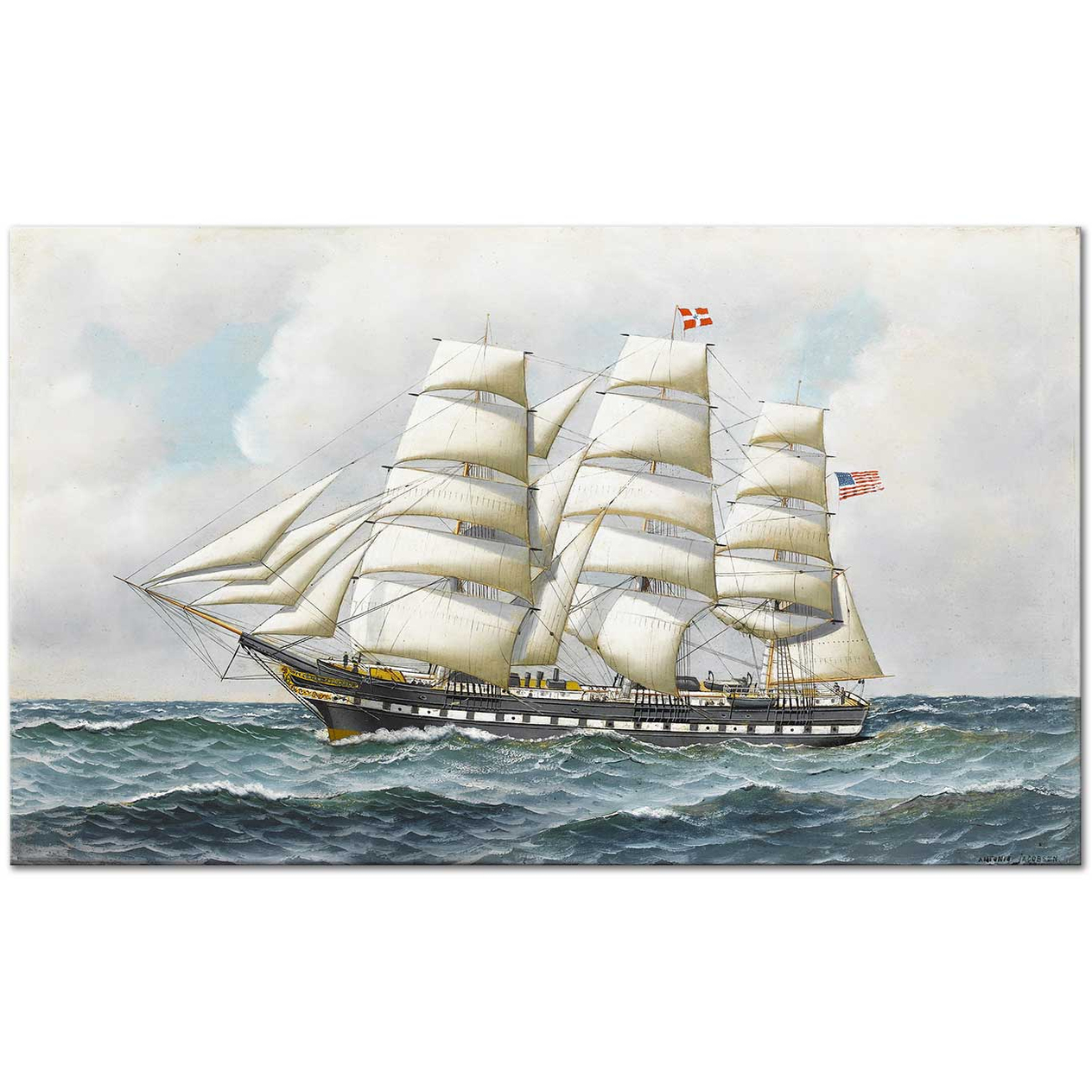 Antonio Jacobsen Jeremiah Thompson Yelkenlisi Kanvas Tablo