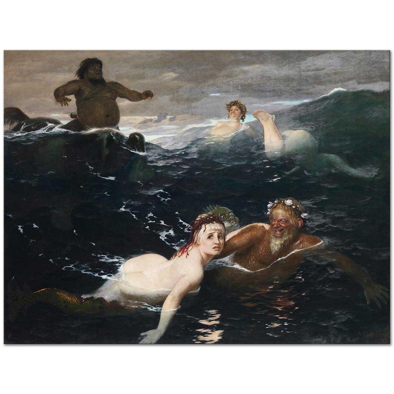 Arnold Böcklin Dalgalarda Oyun Kanvas Tablo