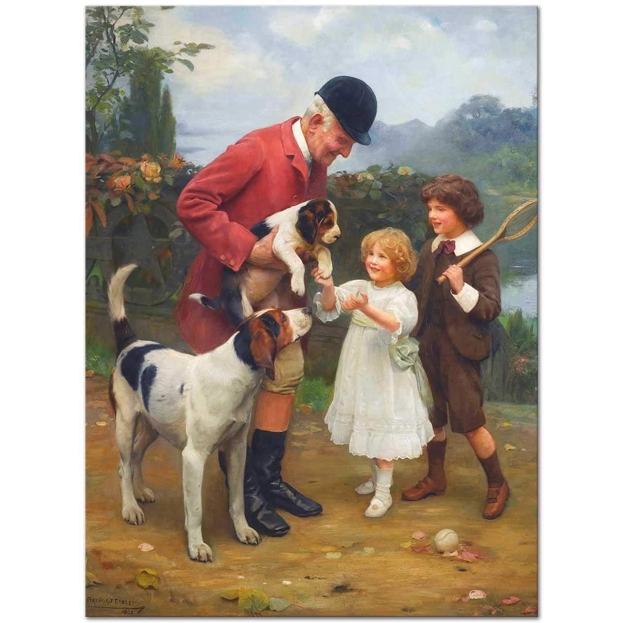 Arthur John Elsley Avcının Köpekleri Kanvas Tablo