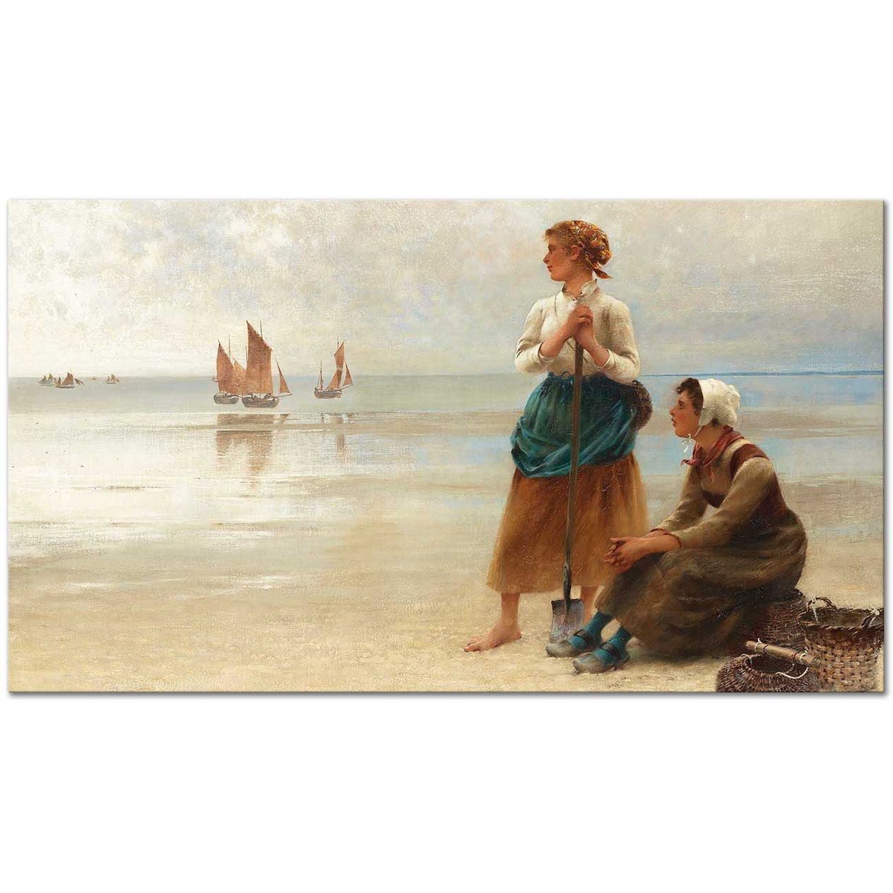 August Hagborg Deniz Kıyısında Kadınlar Kanvas Tablo
