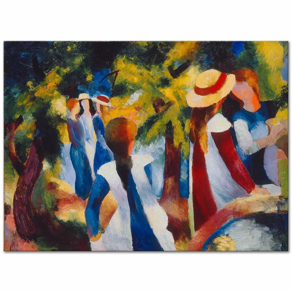 August Macke Yeşillikler İçinde Kızlar Kanvas Tablo