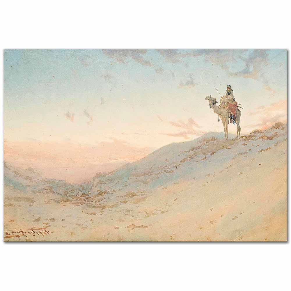 Augustus Osborne Lamplough Çölde Deve Üzerindeki Arap Kanvas Tablo