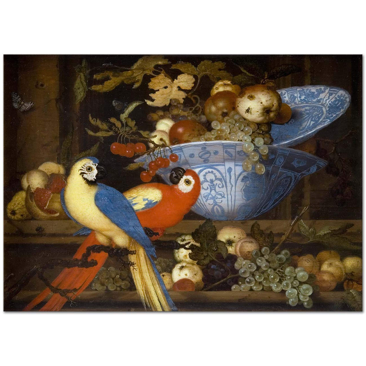 Balthasar van der Ast Fruit Still Life With Two Parrots Art Print