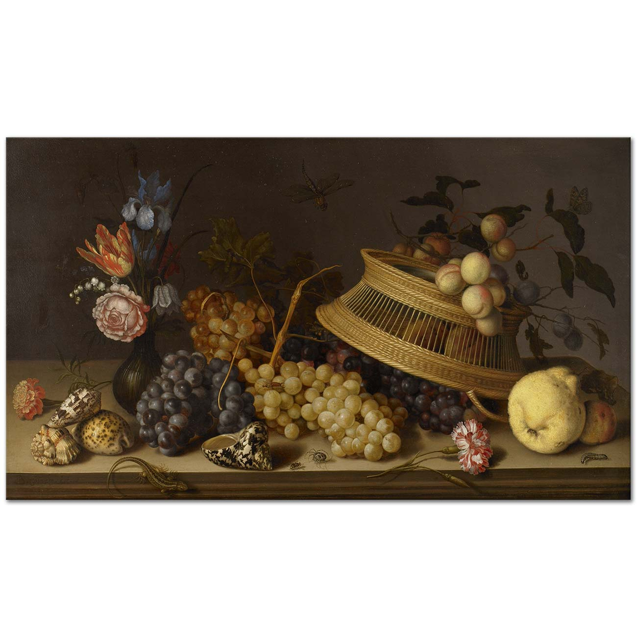 Balthasar van der Ast Still Life of Flowers, Fruit, Shells, and Insects Art Print