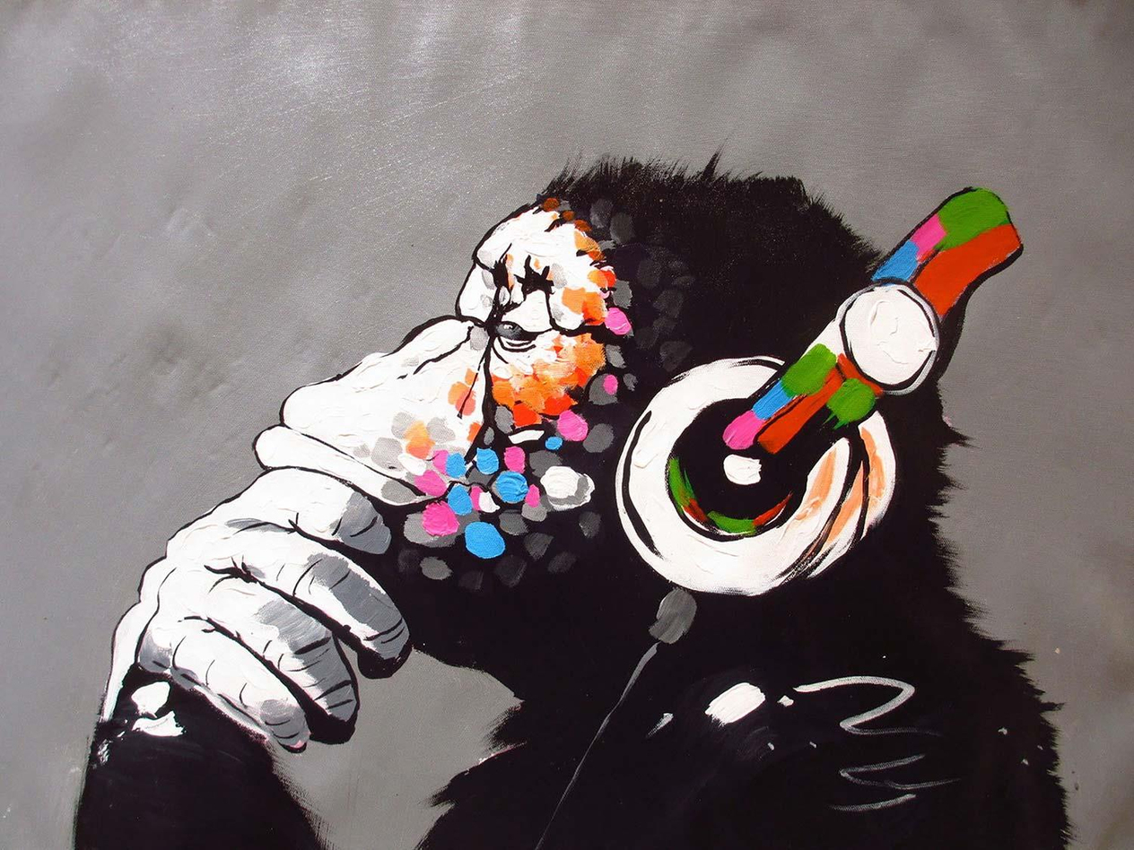 Banksy DJ Monkey Kanvas Tablo