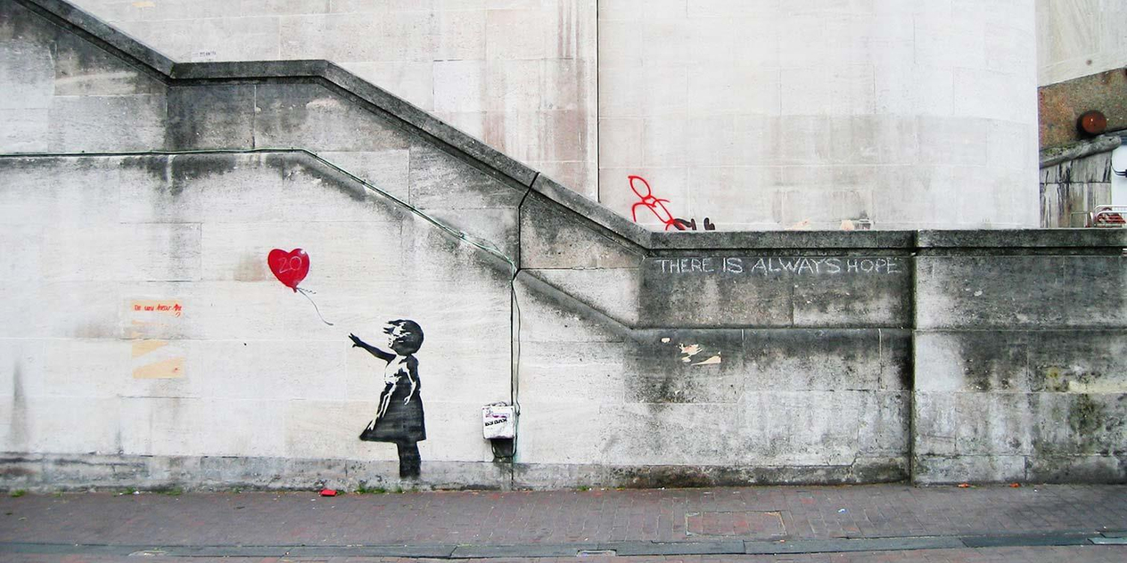 Banksy Girl and Heart Balloon Art Print