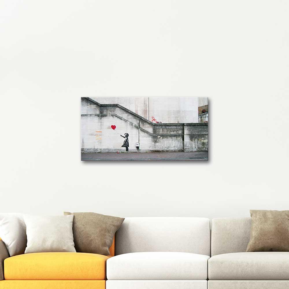 Banksy Girl and Heart Balloon Art Print