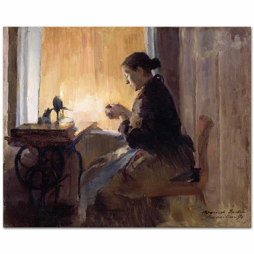 Harriet Backer Lamba Işığında Kanvas Tablo