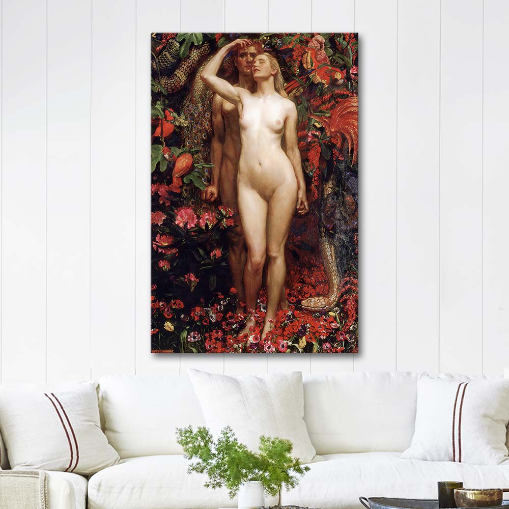 Byam Shaw The Woman, The Man And The Serpent Art Print