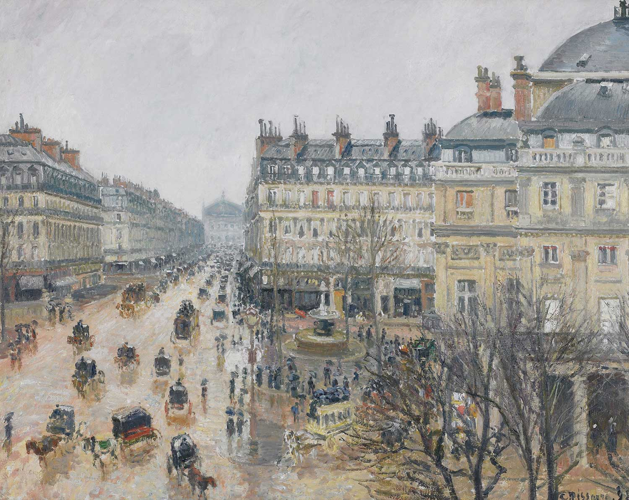 Camille Pissarro Place du Théâtre Paris, Rain Art Print