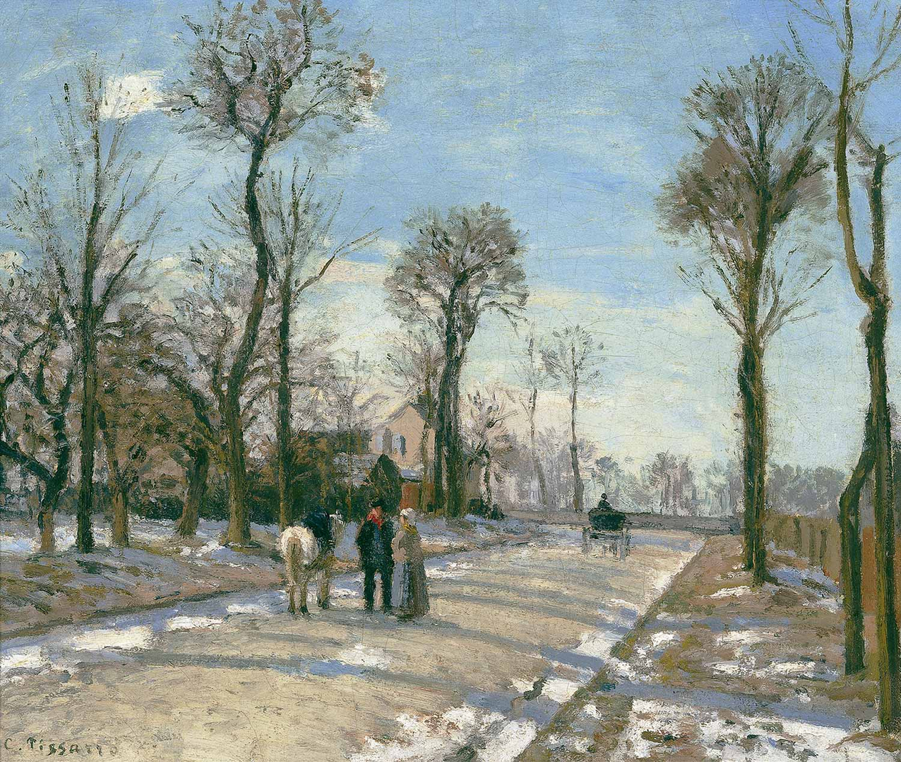 Camille Pissarro Route de Versailles, Louveciennes, Winter Sun and Snow Art Print