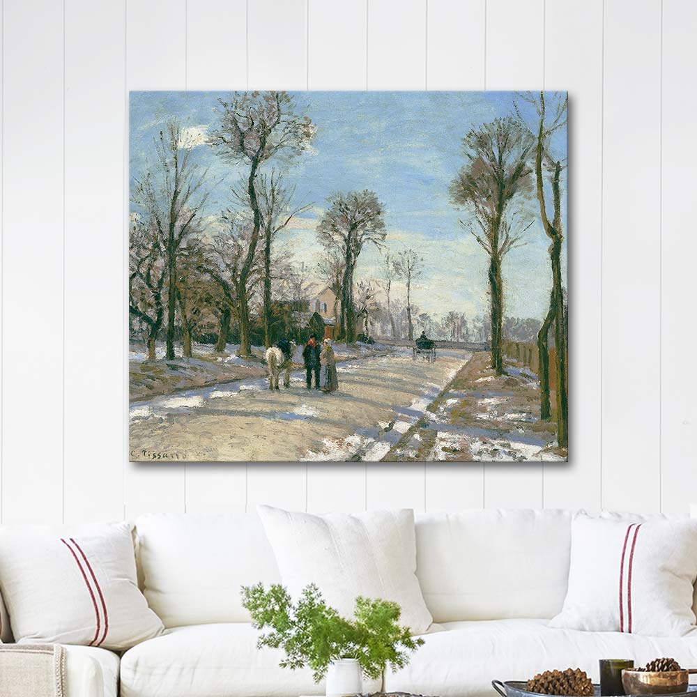 Camille Pissarro Route de Versailles, Louveciennes, Winter Sun and Snow Art Print
