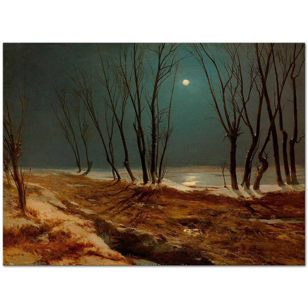 Carl Blechen Landscape in Winter at Moonlight Art Print