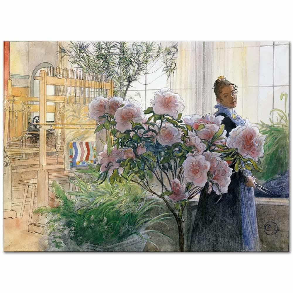 Carl Larsson Açelyalar Kanvas Tablo
