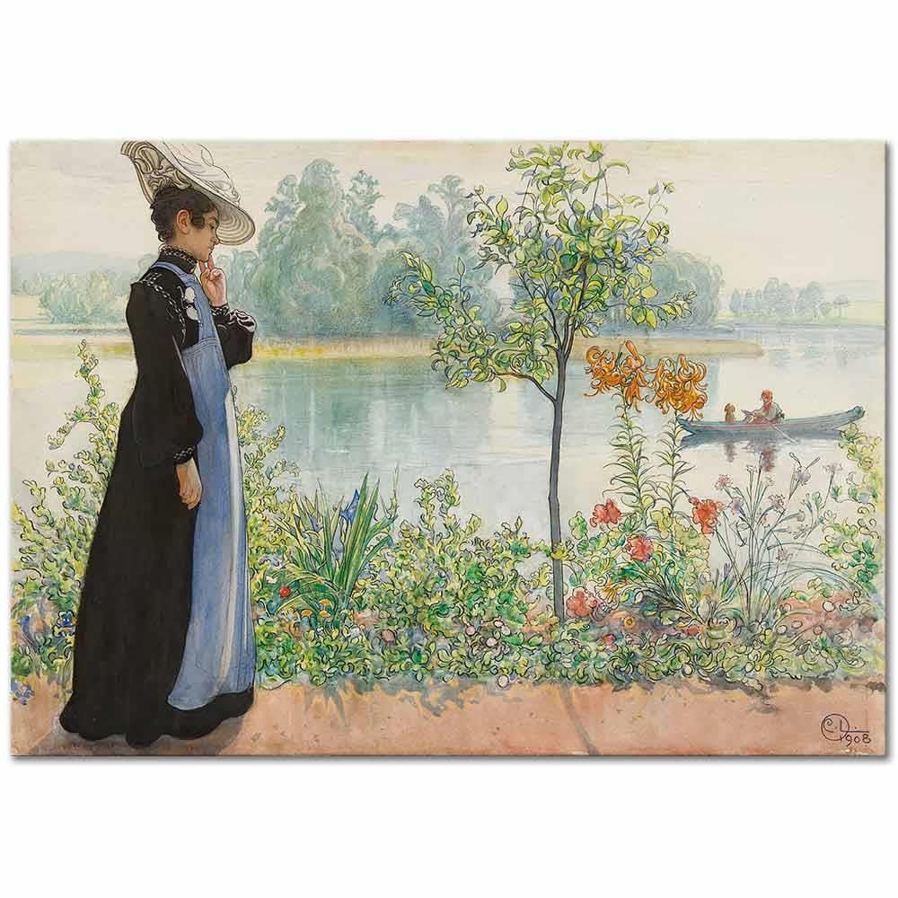 Carl Larsson Karin Kıyıda Gezinirken Kanvas Tablo