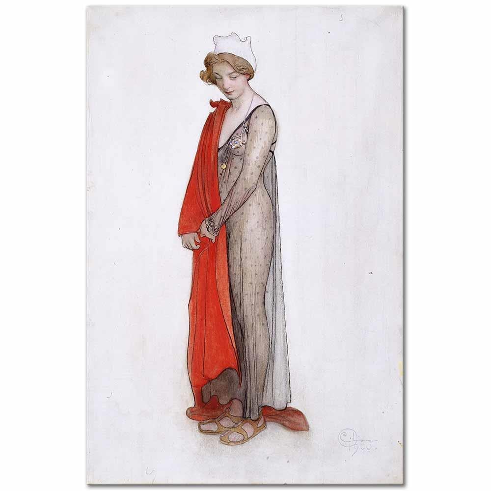 Carl Larsson Kırmızı ve Siyah Kanvas Tablo