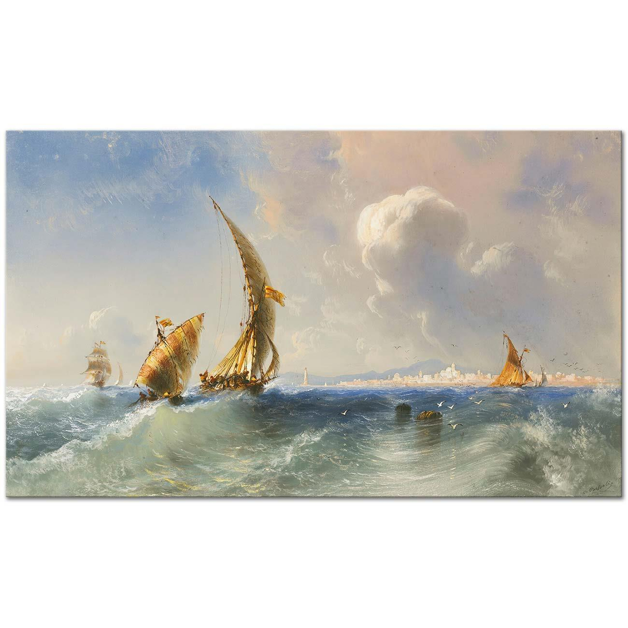 Carlo Bossoli High Seas Near Alicante Art Print
