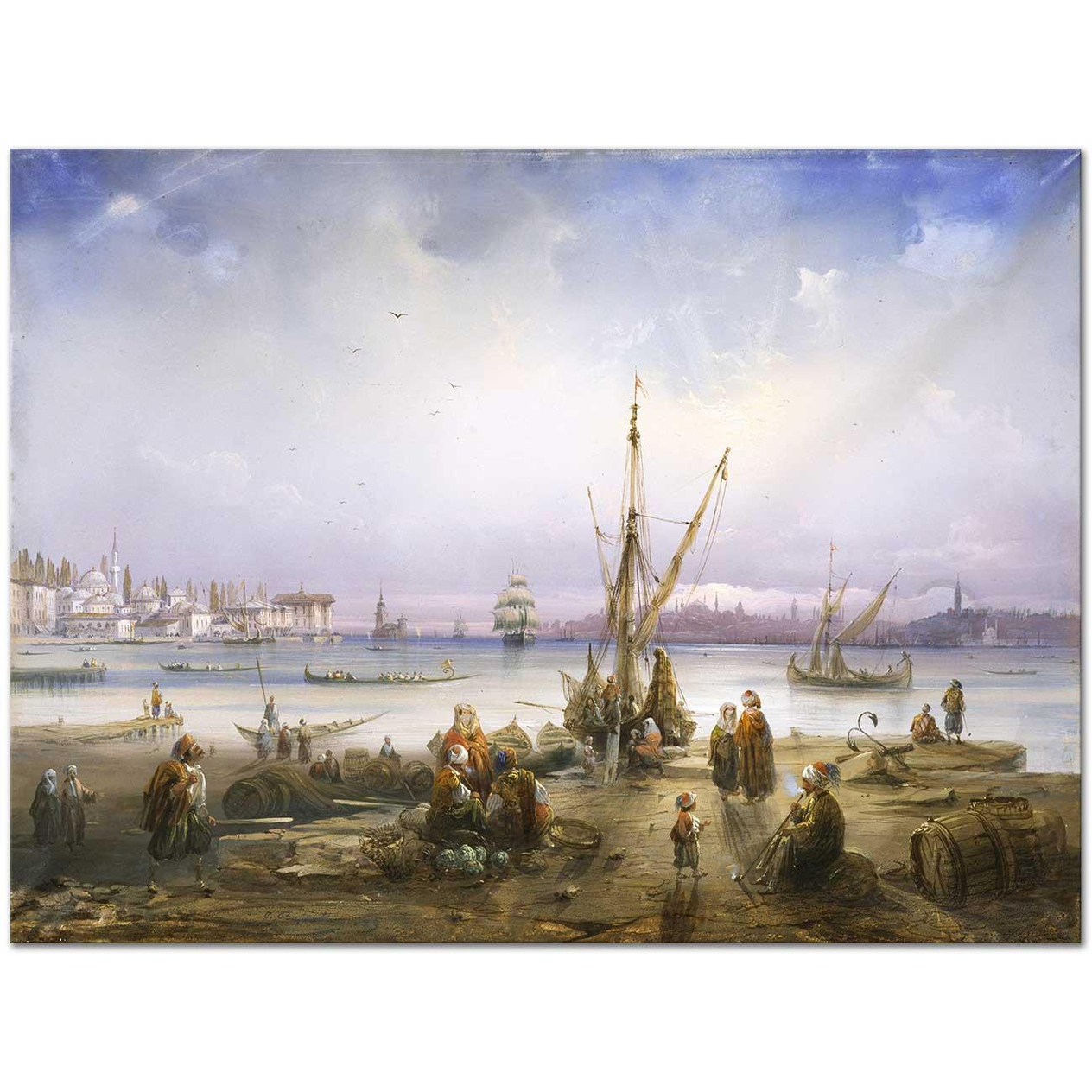 Carlo Bossoli Istanbul'a Bakış Kanvas Tablo