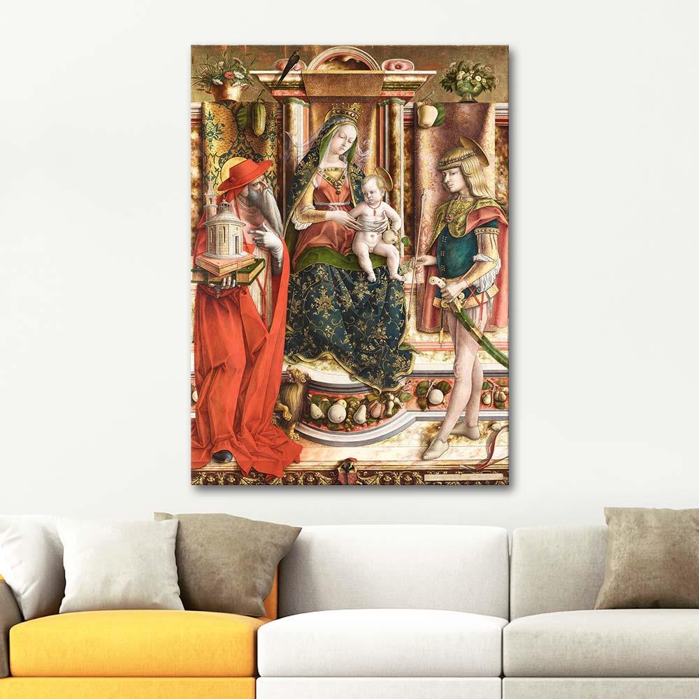 Carlo Crivelli Meryem Ve St Hieronymus Ve St Sebastian Kanvas Tablo