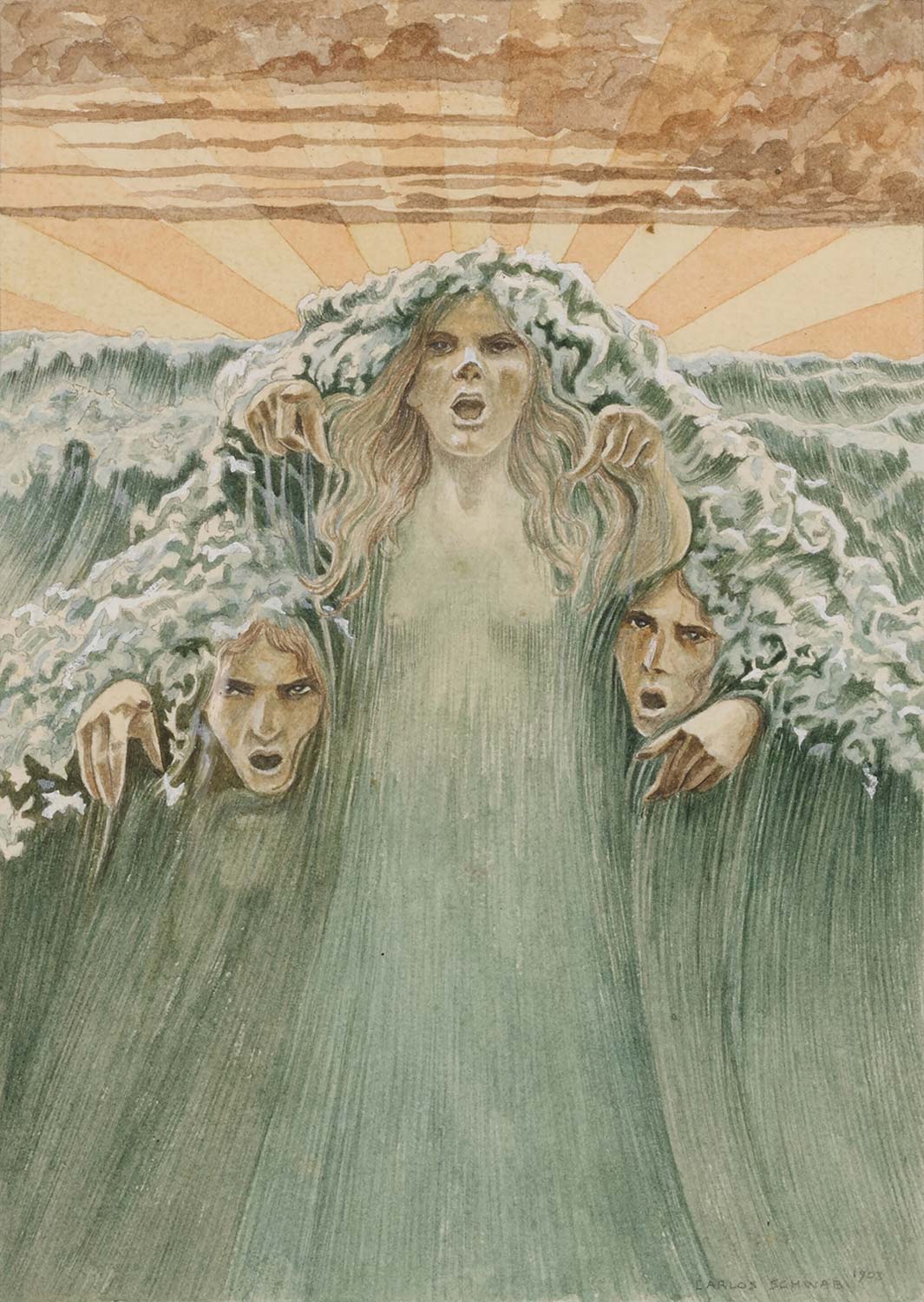 Carlos Schwabe La Vague Art Print