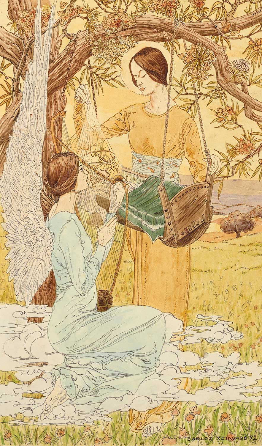 Carlos Schwabe Two Women with a Cradle Art Print