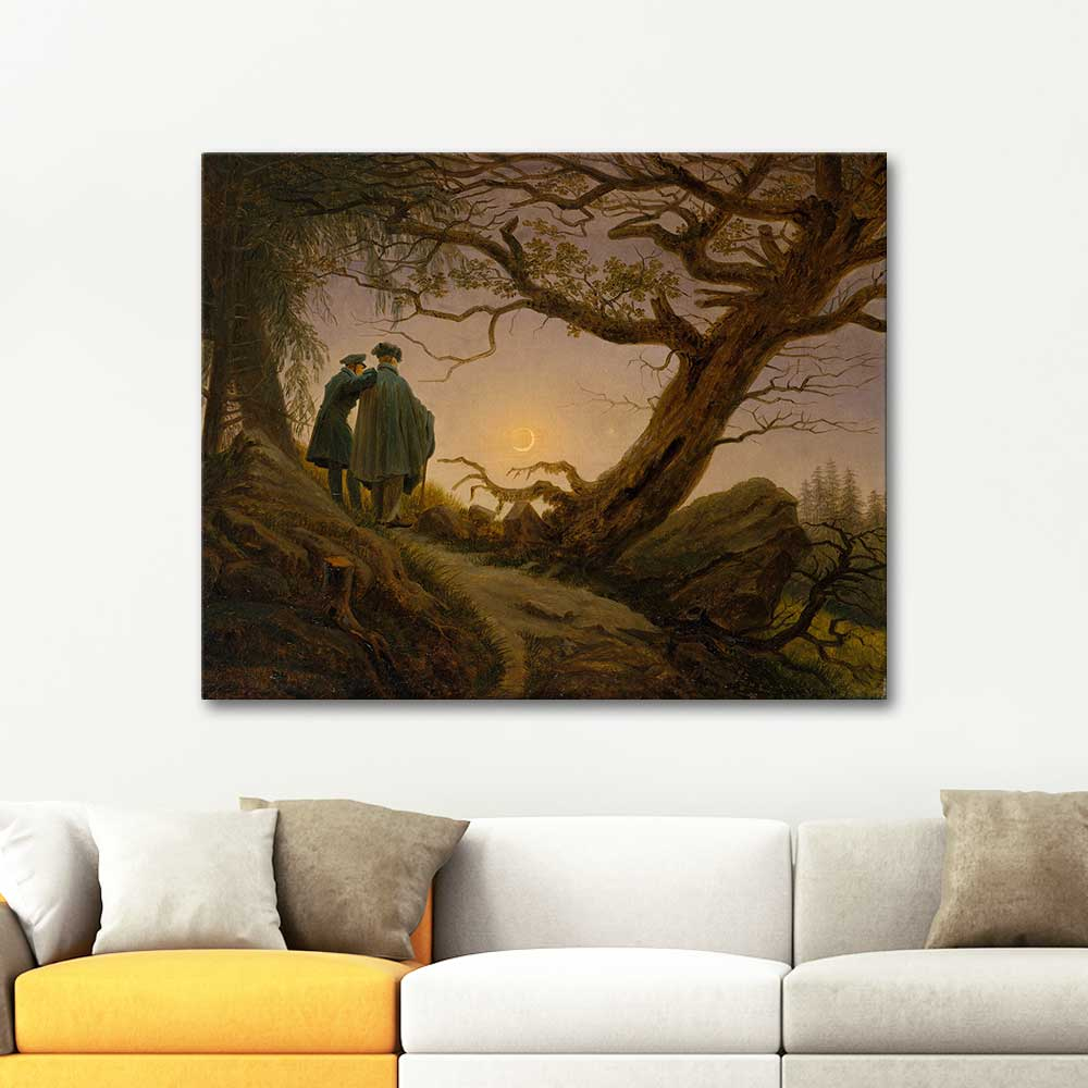 Caspar David Friedrich Two Man Contemplating the Moon Art Print