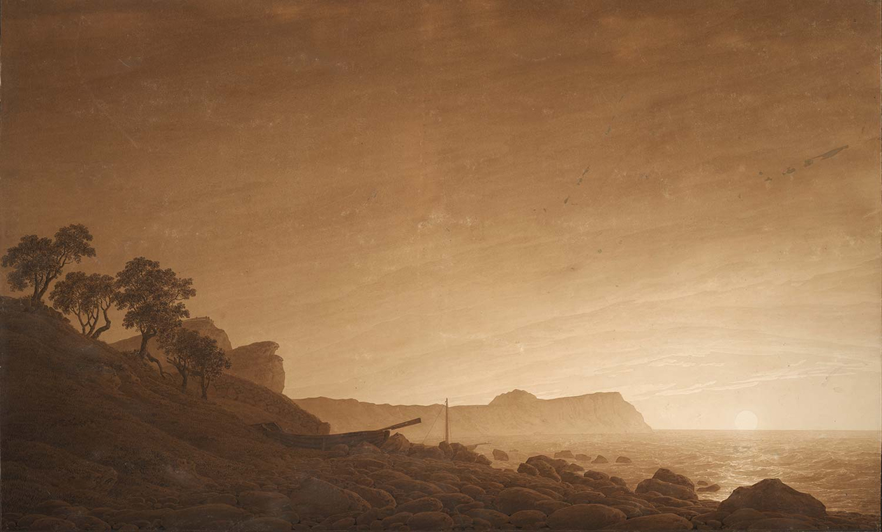 Caspar David Friedrich View Of Arkona With Rising Moon Art Print