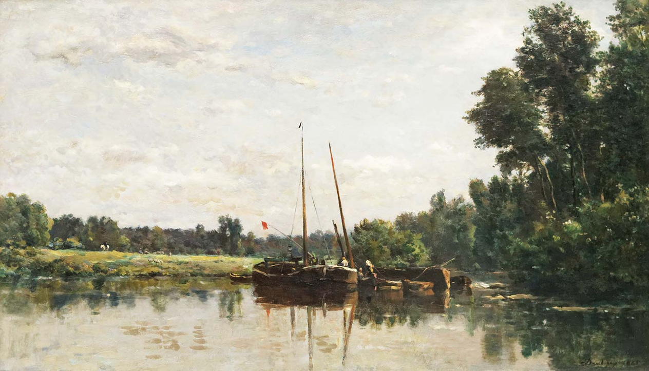 Charles Francois Daubigny Oise'de Tekneler Kanvas Tablo