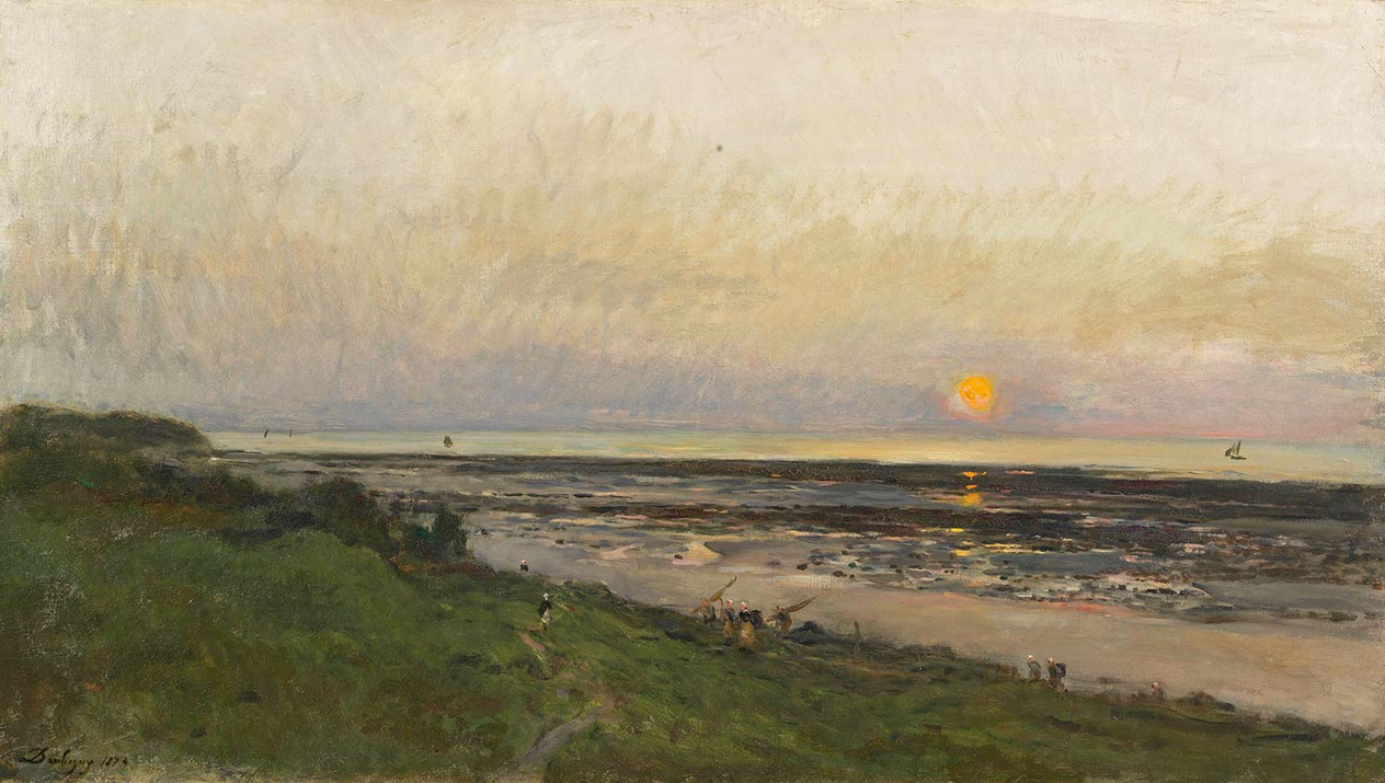 Charles Francois Daubigny Villerville'de Gün Batımı Kanvas Tablo