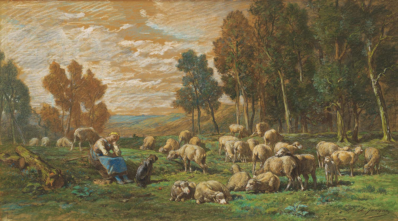 Charles Jacque The Shepherdess Art Print