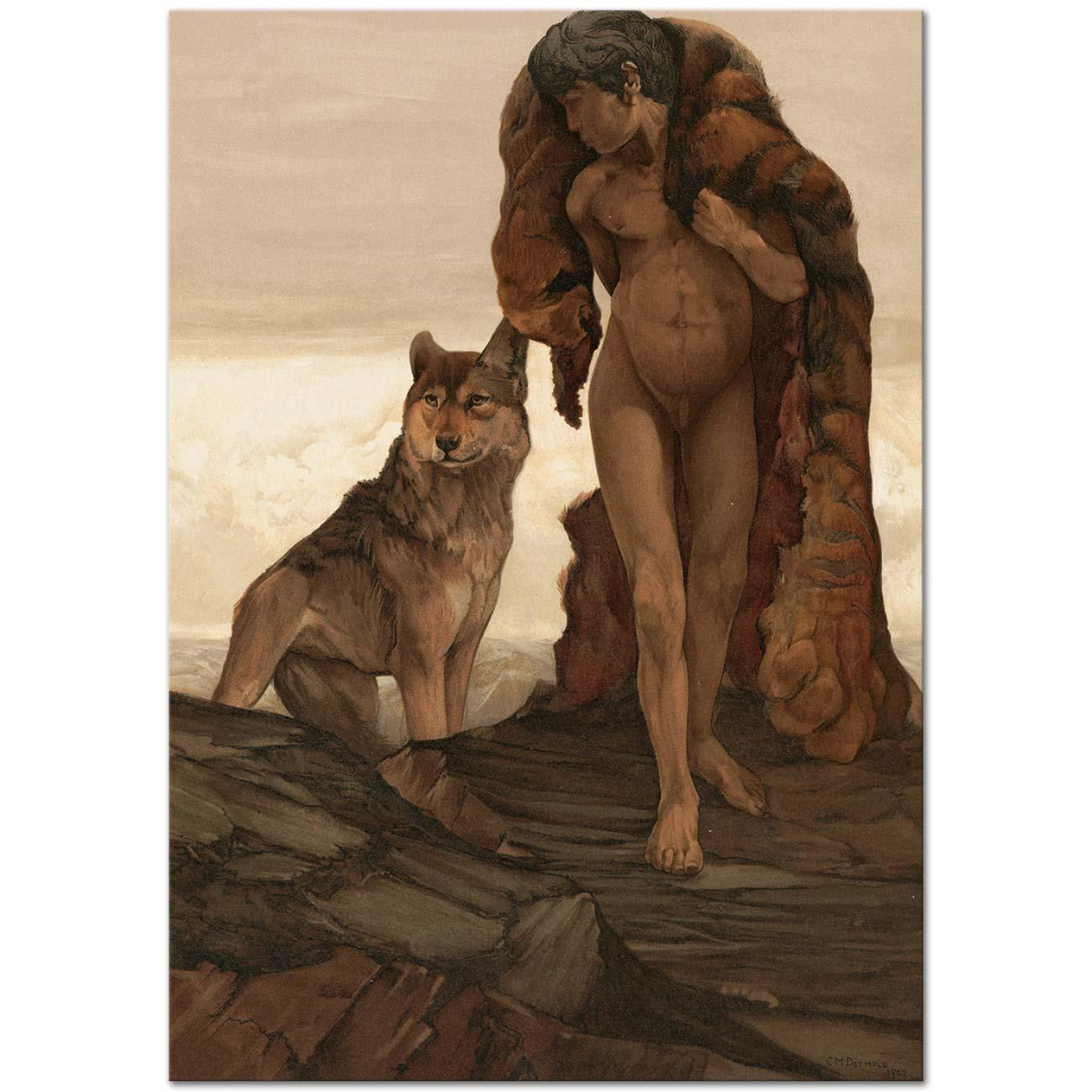 Charles Maurice Detmold Mowgli and The Lone Wolf Art Print