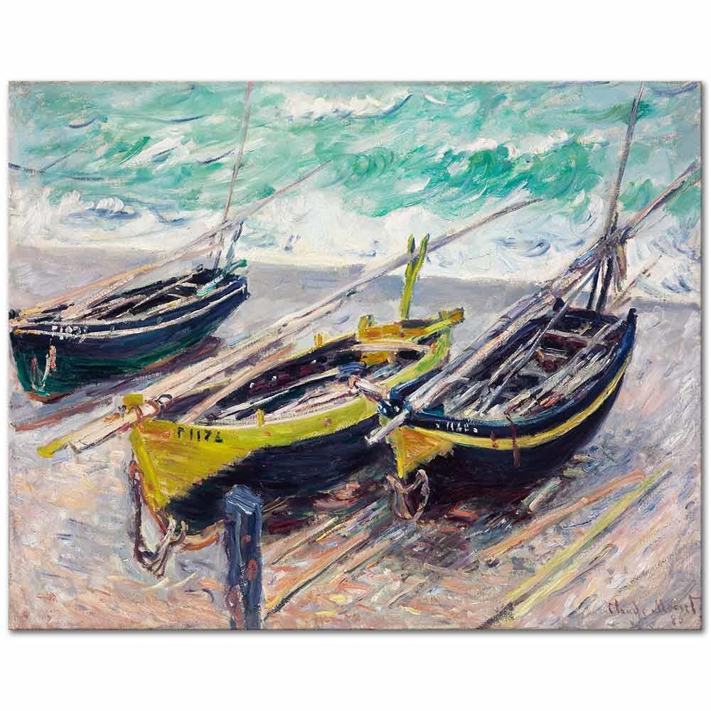 Claude Monet Üç Balıkçı Teknesi Kanvas Tablo