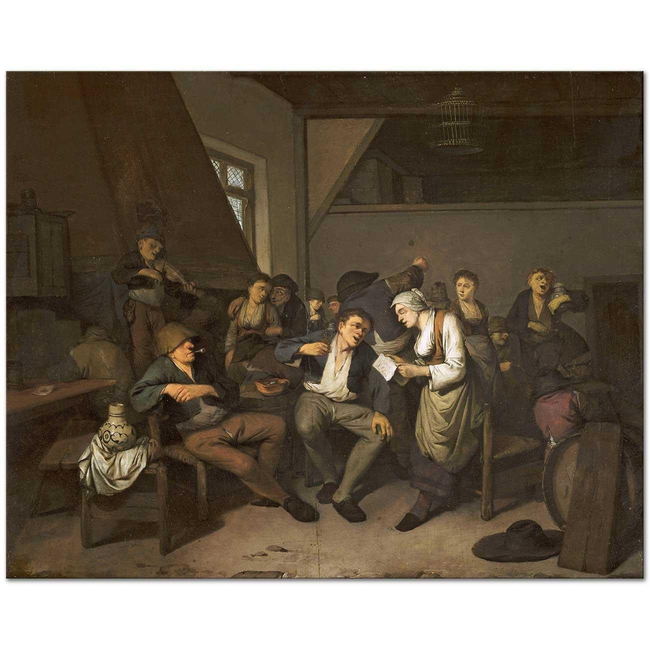 Cornelis Pietersz Bega Tavernada Kutlama Kanvas Tablo