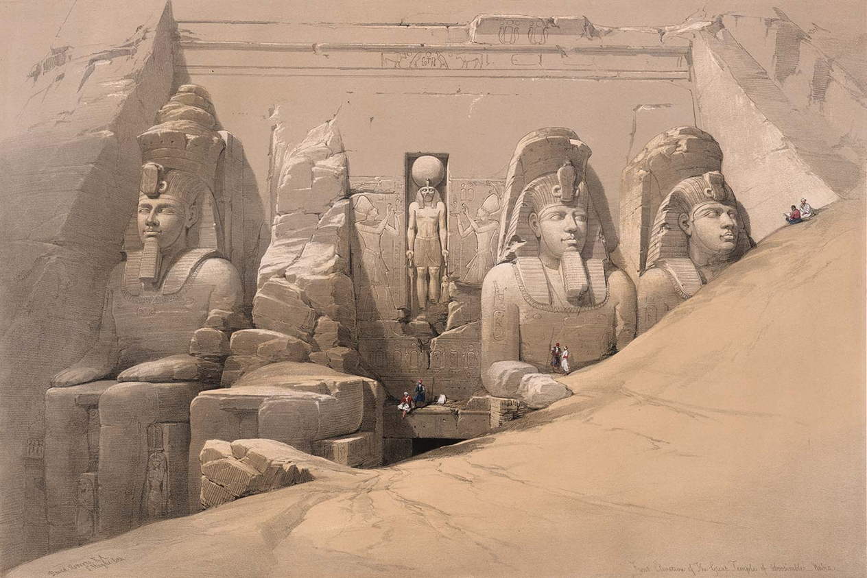 David Roberts Front elevation of the Great Temple of Aboosimble Nubia Art Print