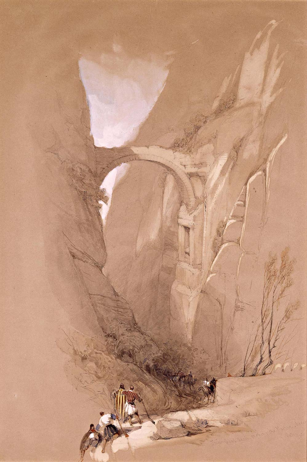 David Roberts Triumphal Arch crossing the Ravine Leading to Petra Art Print