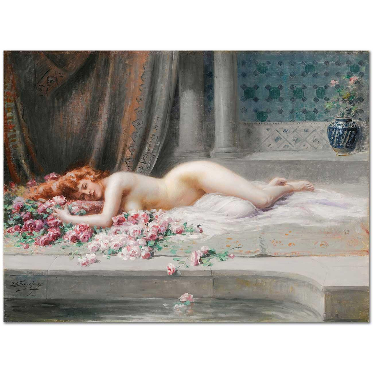 Delphin Enjolras Yatan Nü Kanvas Tablo