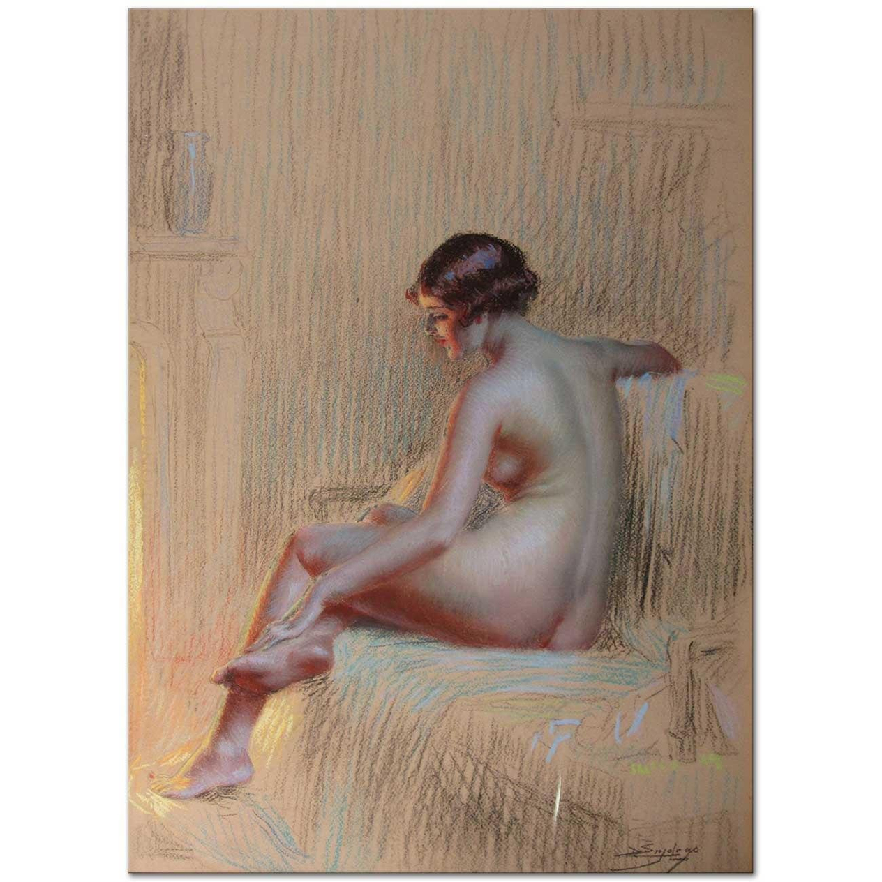 Delphin Enjolras Mum Işığında Nü Etüdü Kanvas Tablo