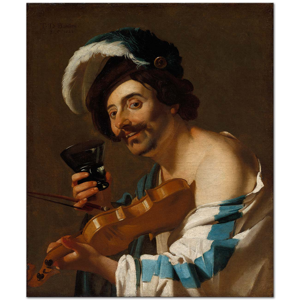 Dirck van Baburen Violin Player with a Wine Glass Art Print