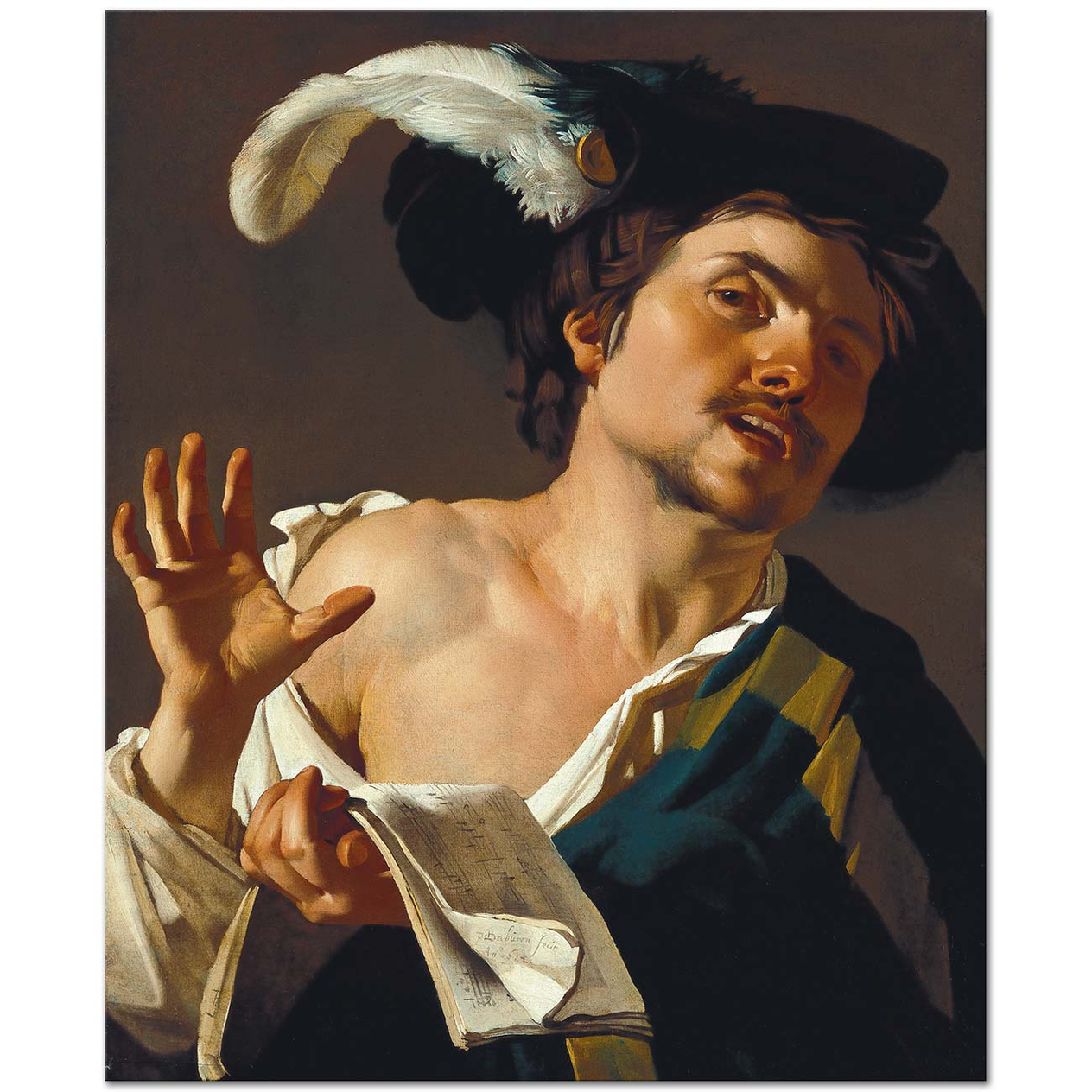 Dirck van Baburen Young Man Singing Art Print