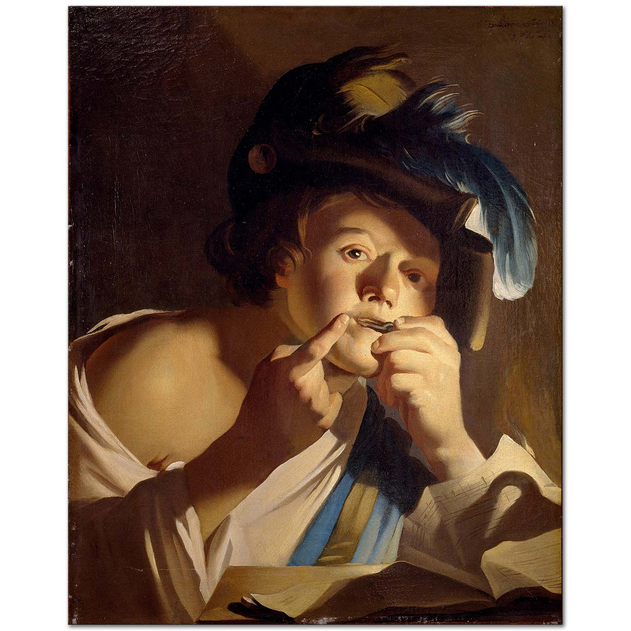 Dirck van Baburen Young Man With Jew's Harp Art Print