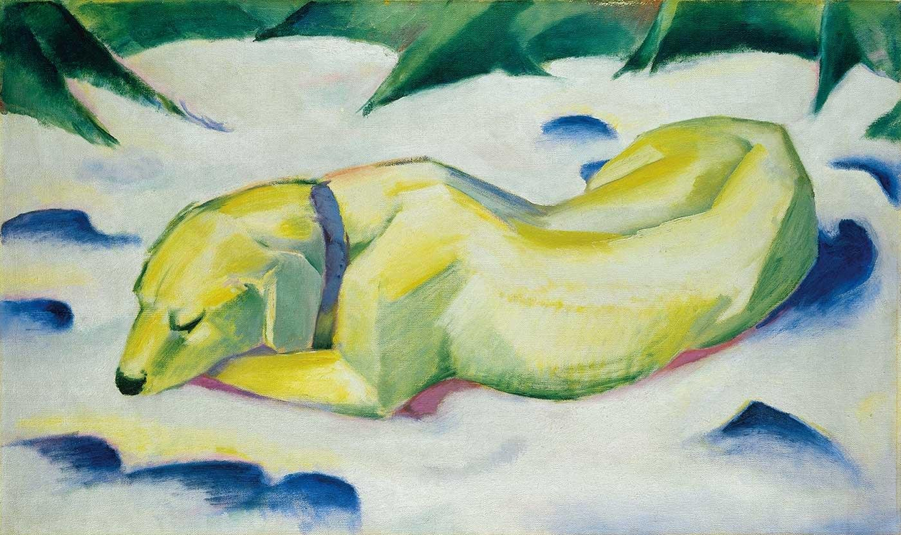 Dog Lying in the Snow by Franz Marc as Art Print