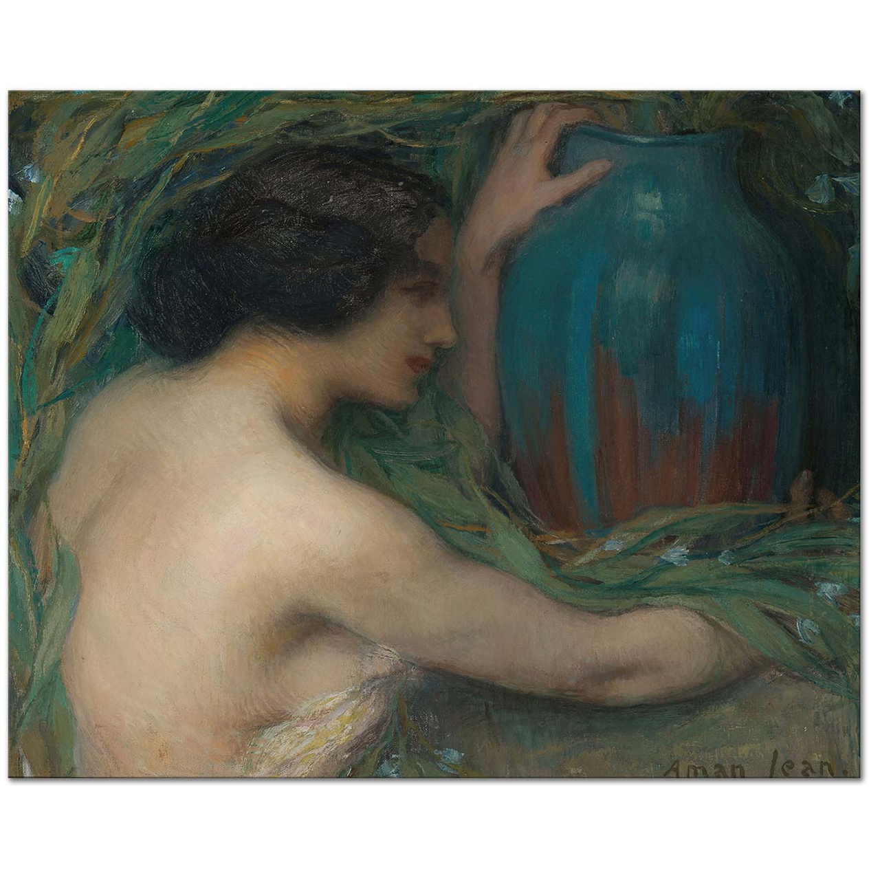 Edmond Francois Aman-Jean Woman With Eucalyptus Art Print