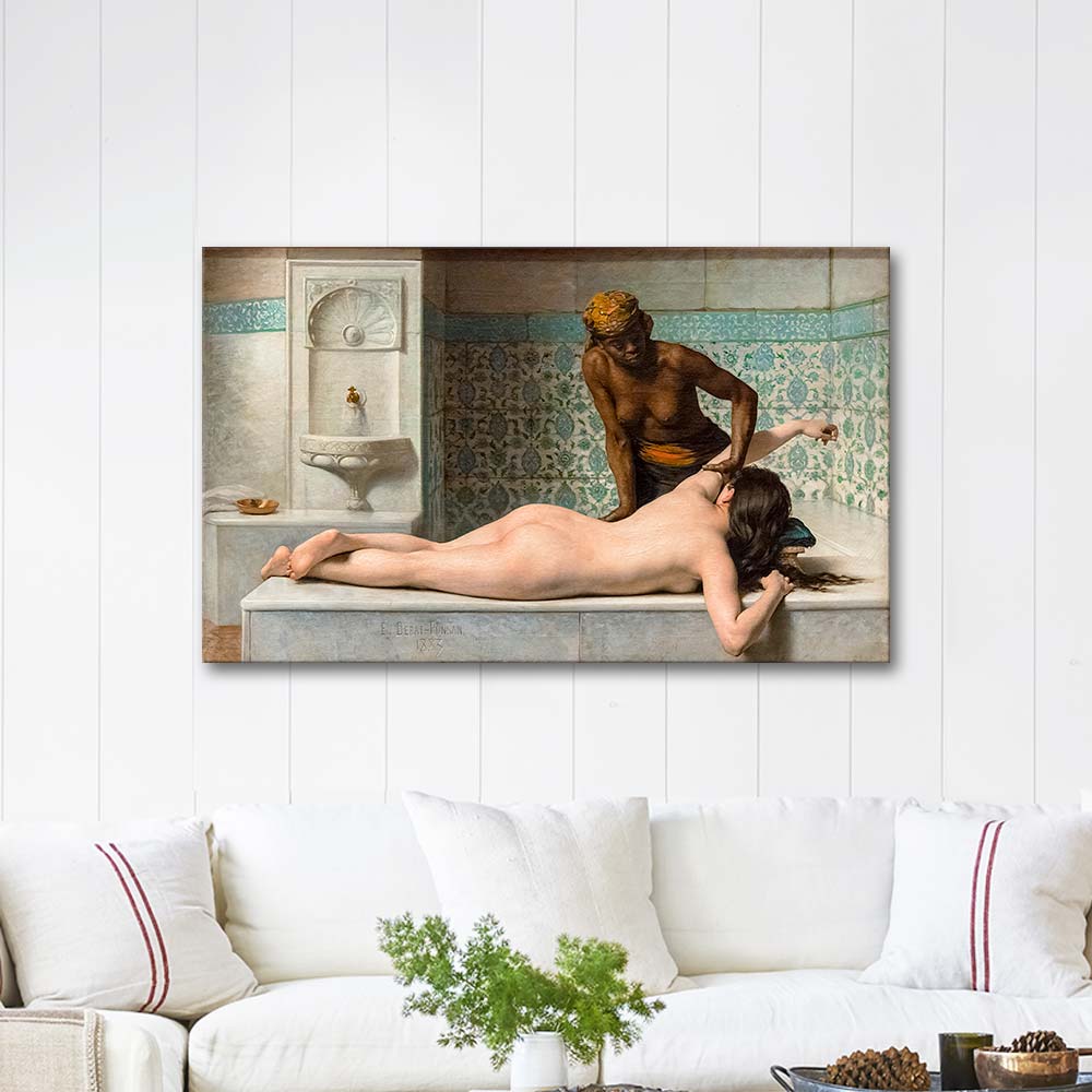 Edouard Debat-Ponsan The Massage Hammam Scene Art Print