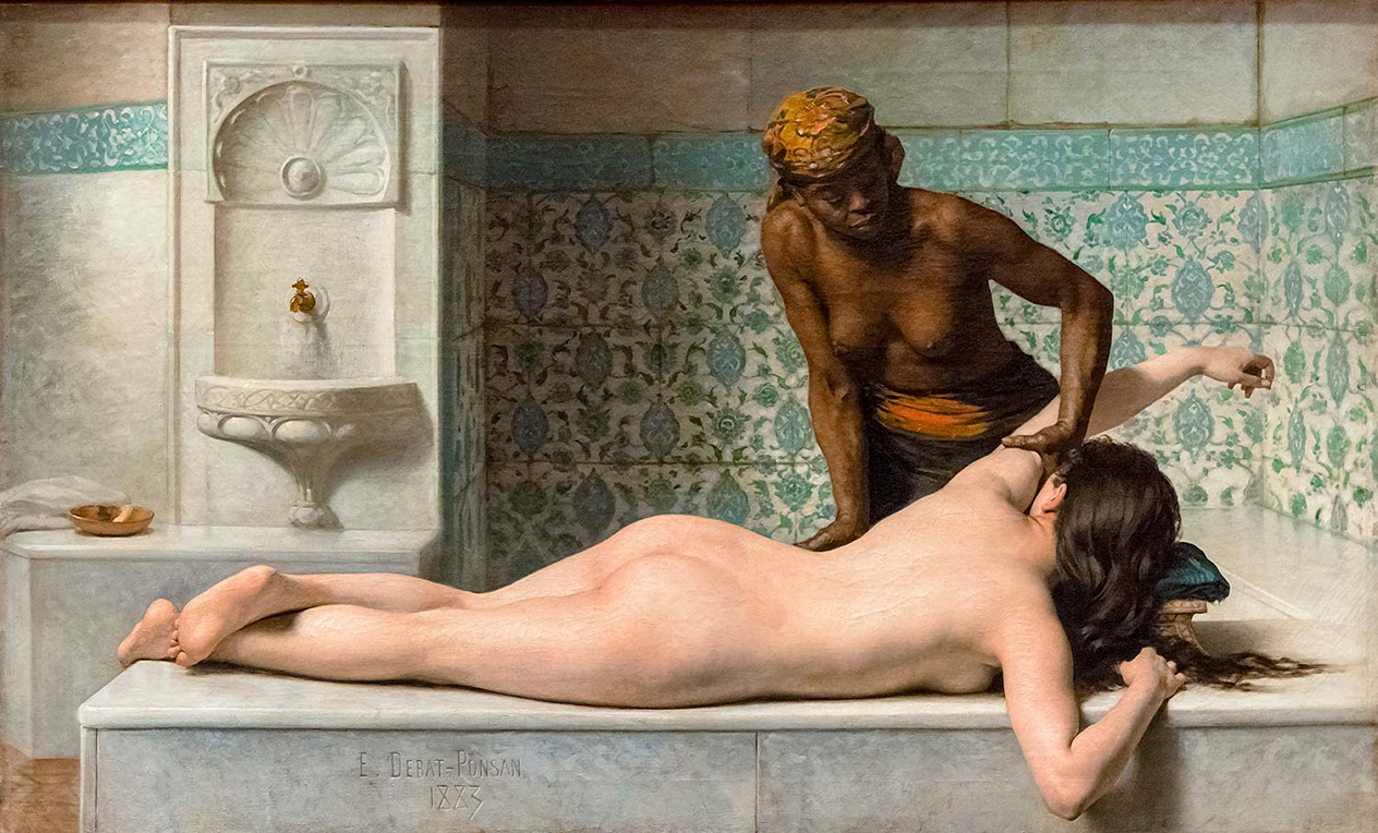 Edouard Debat-Ponsan The Massage Hammam Scene Art Print