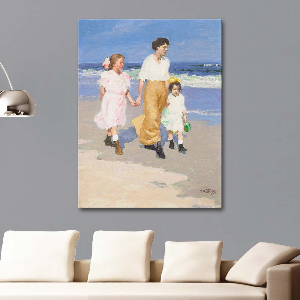 Edward Henry Potthast On the Beach Art Print