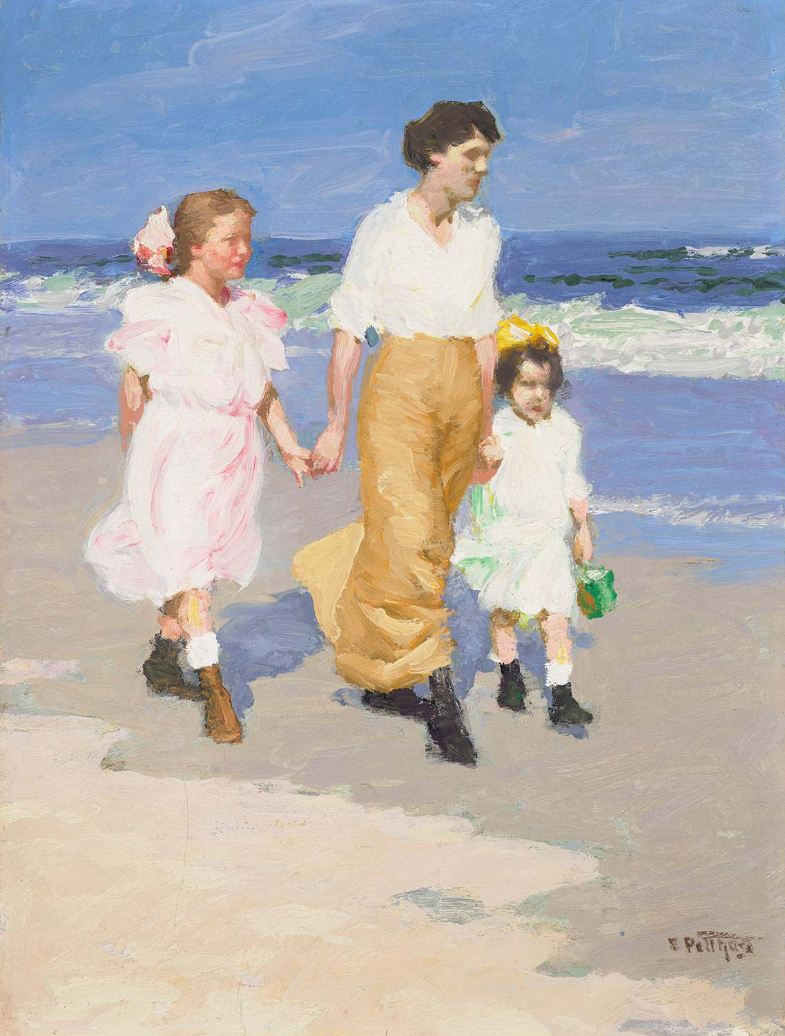 Edward Henry Potthast On the Beach Art Print
