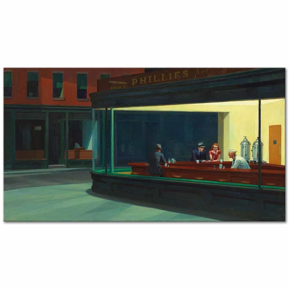 Edward Hopper Gece Kuşları Kanvas Tablo